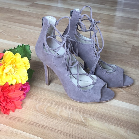 Vince Camuto Shoes - Vince Camuto Sandria suede lace up beige pump